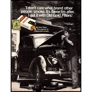 1971 Old Gold Cigarettes Vintage Print Ad Antique Car Jack Mechanic Wall Art